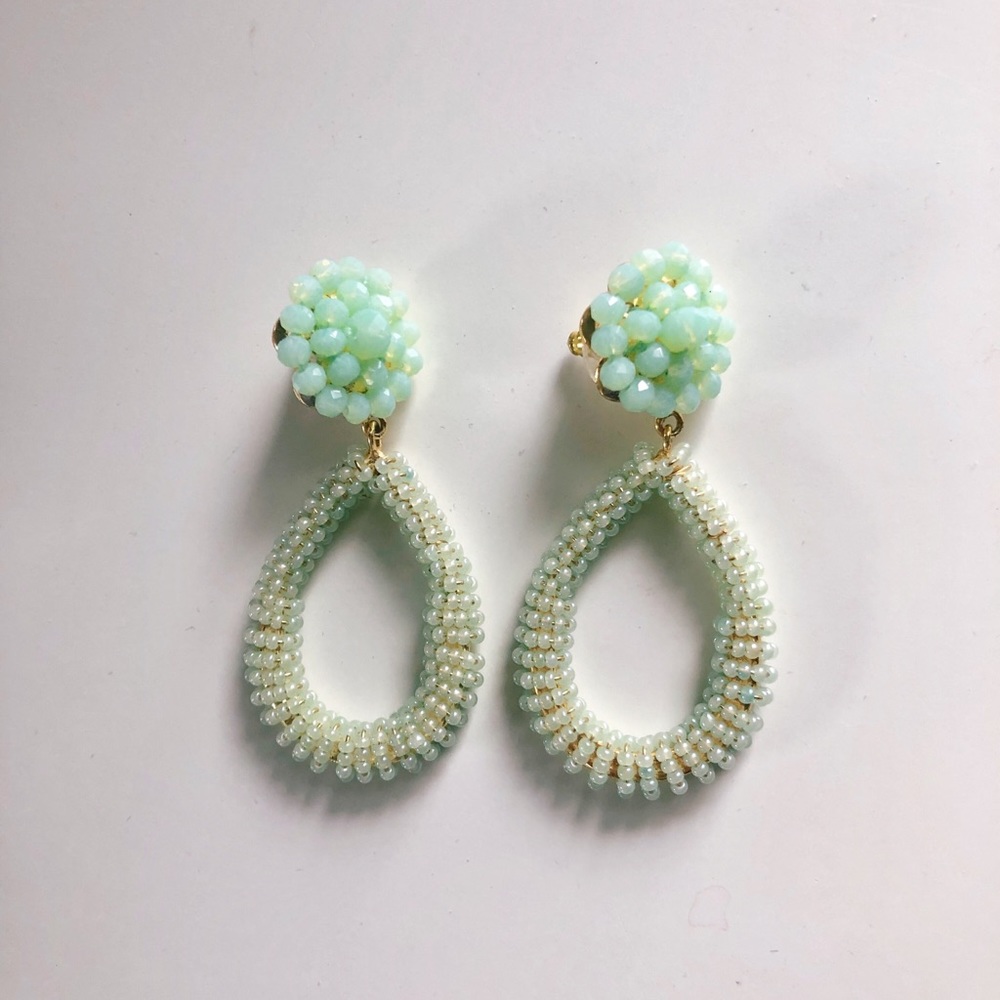 Isabella M Green Large Teardrop Earrings